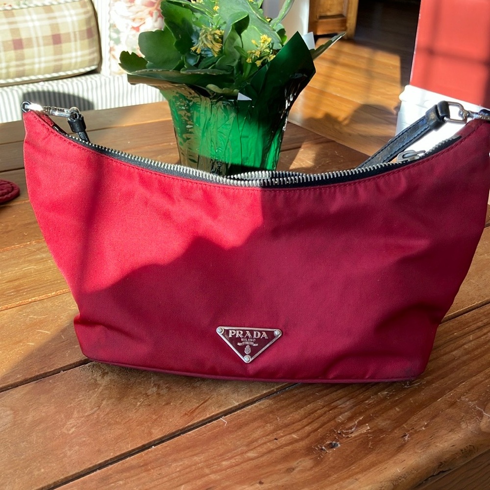 Prada Nylon Handbag Dark Red